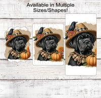 
              Fall Dog Wreath Sign - Black Cane Corso Mastiff Dog - Pumpkins Sign - Welcome to Our Patch
            