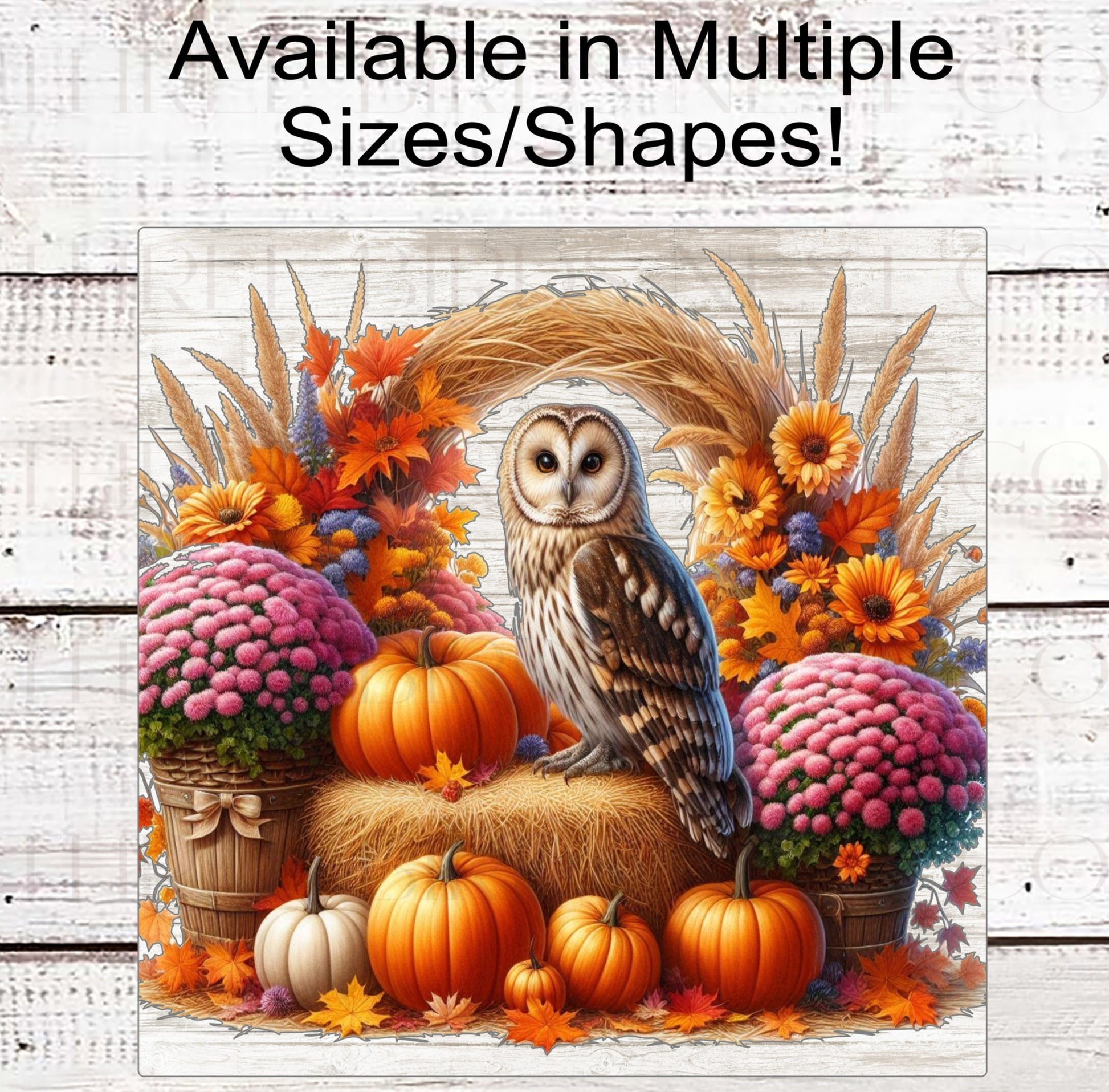 Owl Wreath Sign - Fall Welcome Sign - Pumpkin Patch - Sunflowers Sign