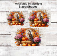 
              Owl Wreath Sign - Fall Welcome Sign - Pumpkin Patch - Sunflowers Sign
            