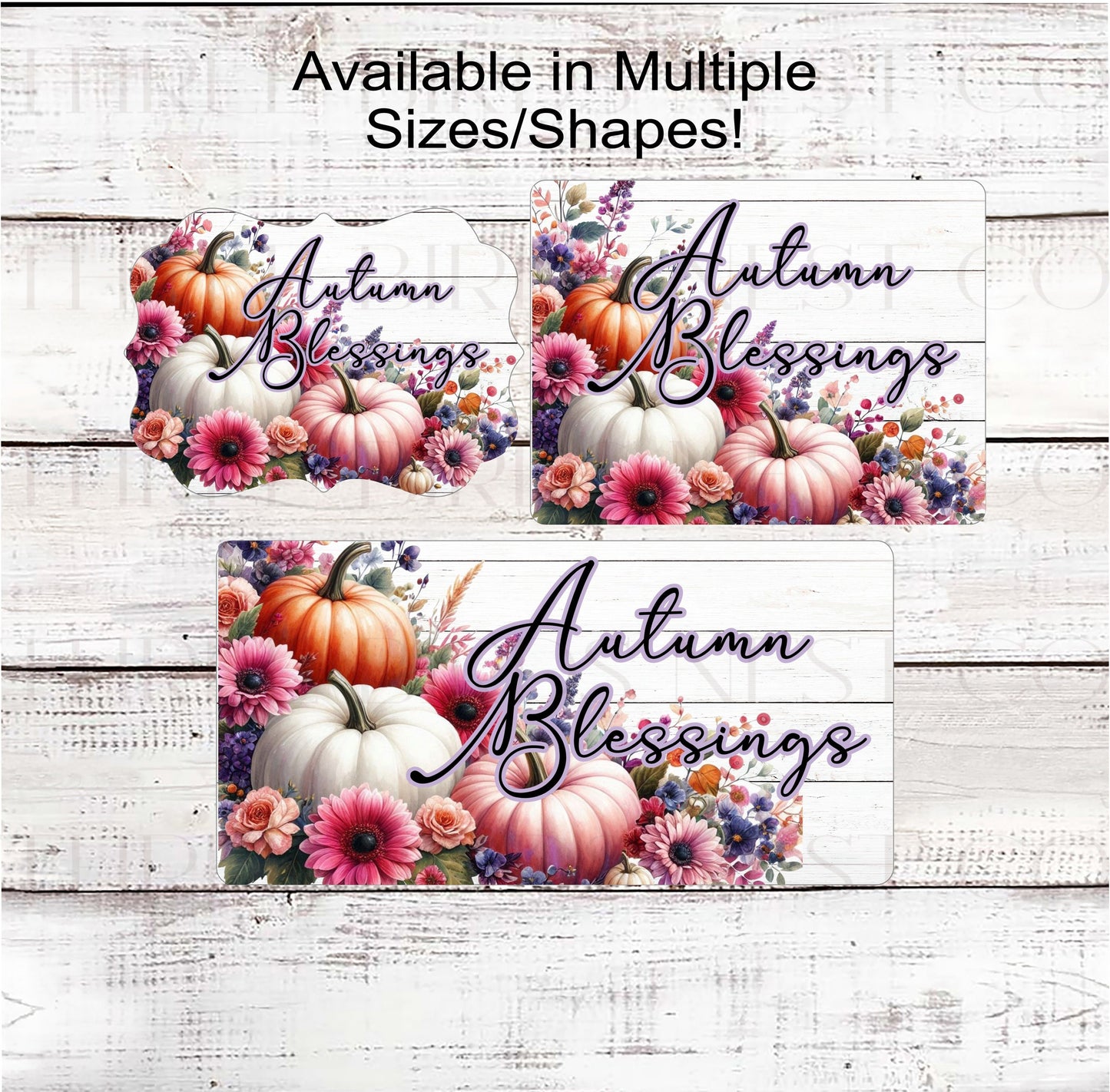 Autumn Blessings Wreath Sign - Thankful Grateful Blessed - Pastel Fall