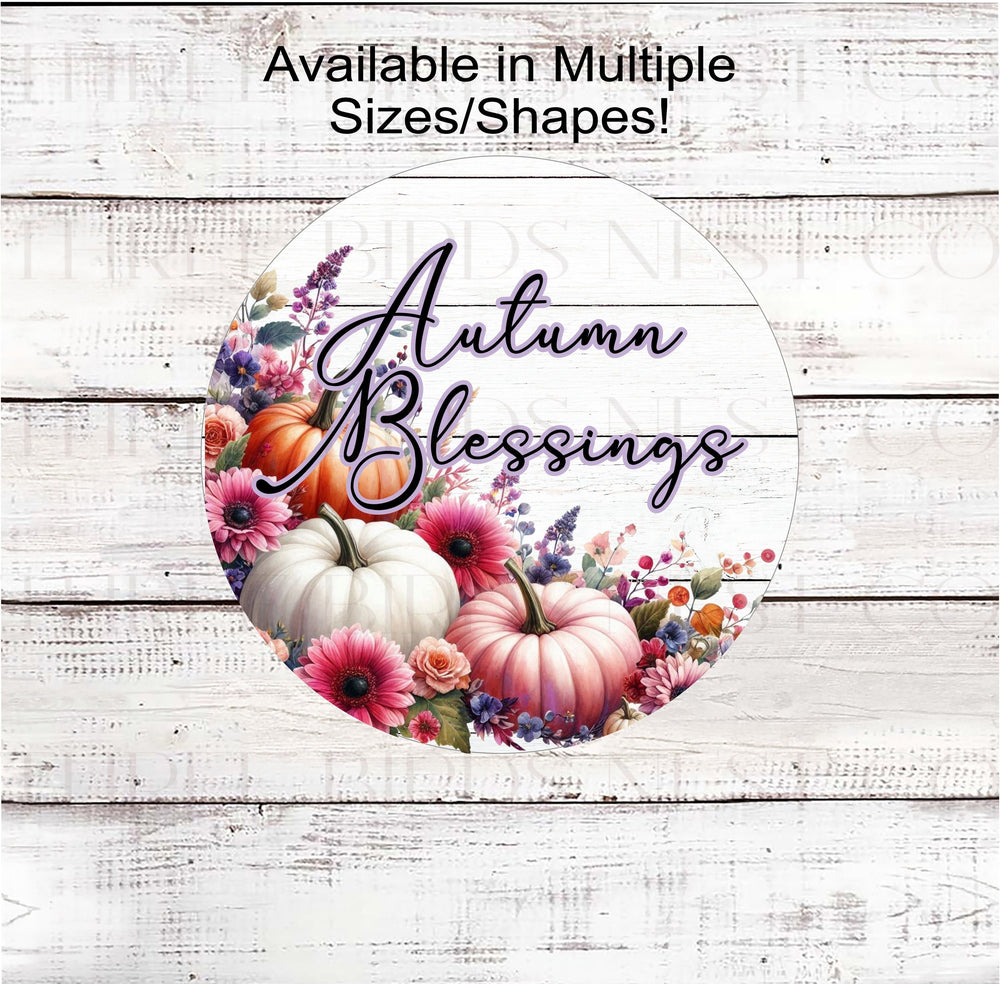 Autumn Blessings! A beautiful pastel Fall display of pumpkin and Fall florals.