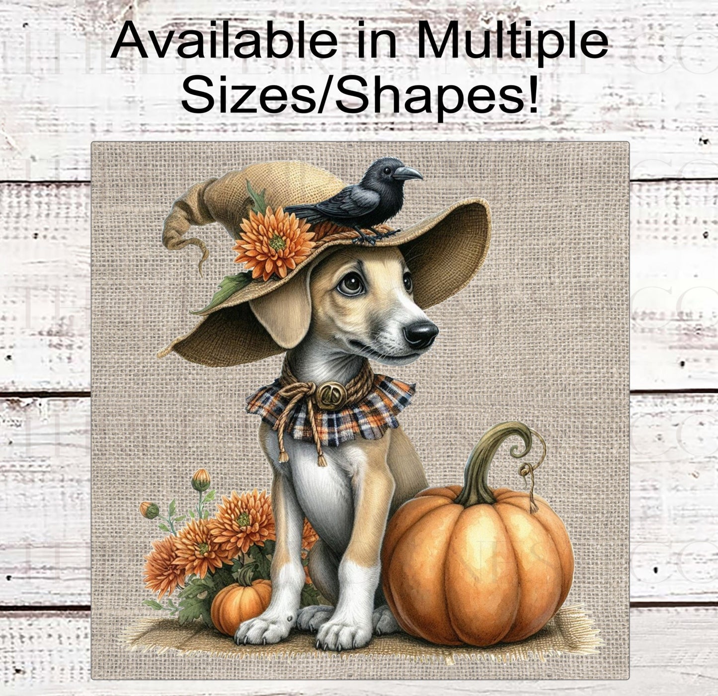 Fall Dog Wreath Sign - Greyhound Dog - Black Crow - Pumpkins Sign - Welcome to Our Patch