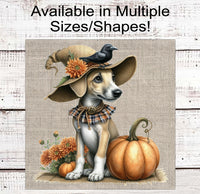 
              Fall Dog Wreath Sign - Greyhound Dog - Black Crow - Pumpkins Sign - Welcome to Our Patch
            