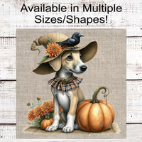 Fall Dog Wreath Sign - Greyhound Dog - Black Crow - Pumpkins Sign - Welcome to Our Patch