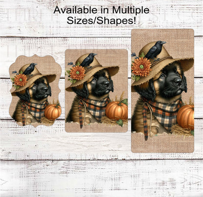 Fall Dog Wreath Sign - Leonberger Dog - Pet Lover - Pumpkins Sign - Welcome to Our Patch