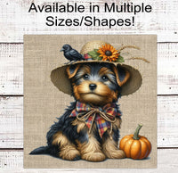 
              Fall Scarecrow Wreath Sign - Yorkshire Terrier Sign - Yorkie Lover - Pet Dog Sign
            