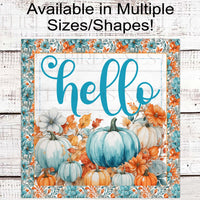 Fall Home Wreath Sign - Hello Pumpkin - Fall Florals