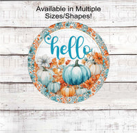 
              Hello! A beautiful turquoise and orange display of pumpkins and Fall florals.
            