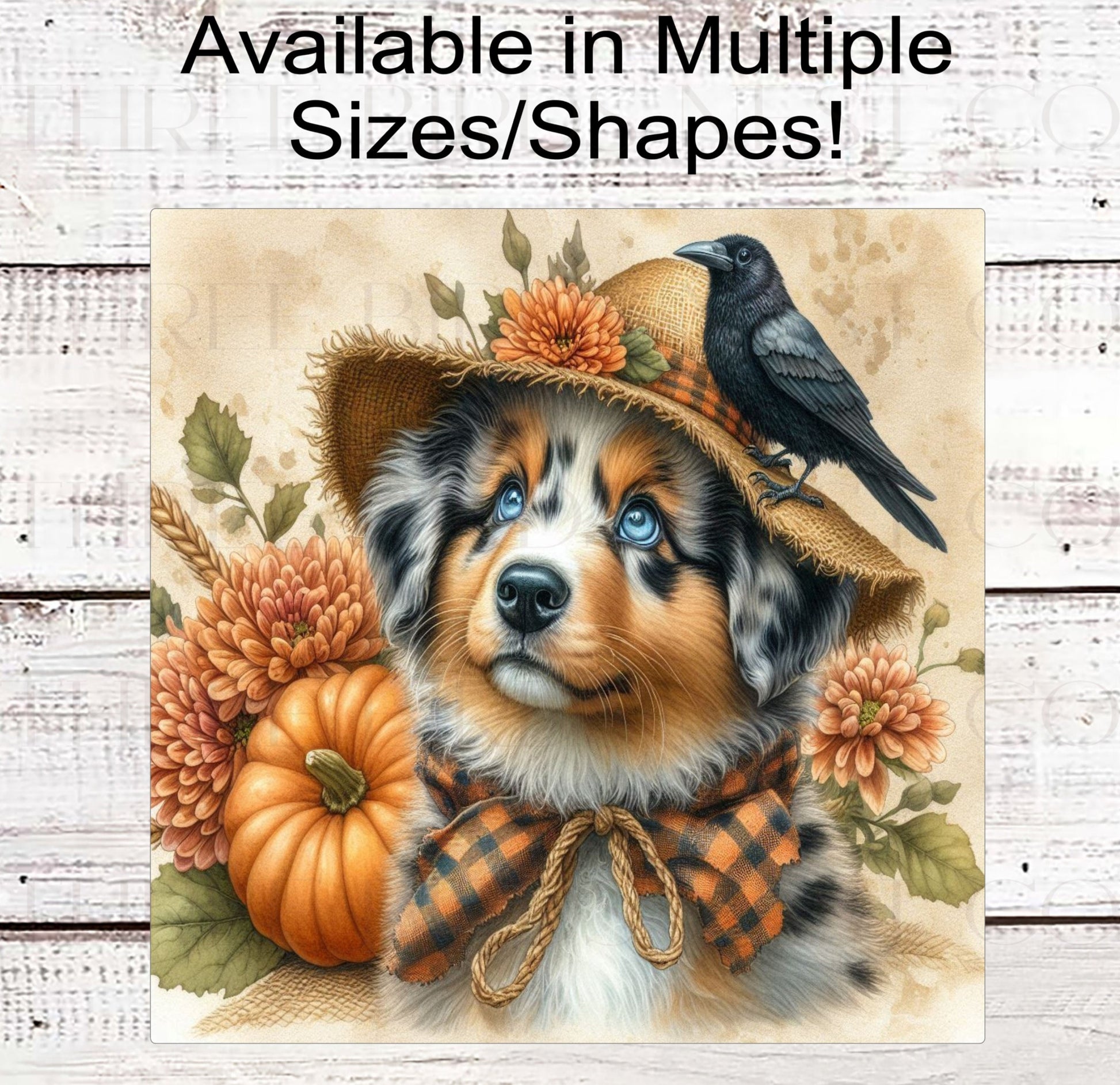Fall Scarecrow Wreath Sign - Australian Shepherd Sign - Aussie Lover - Pet Dog Sign