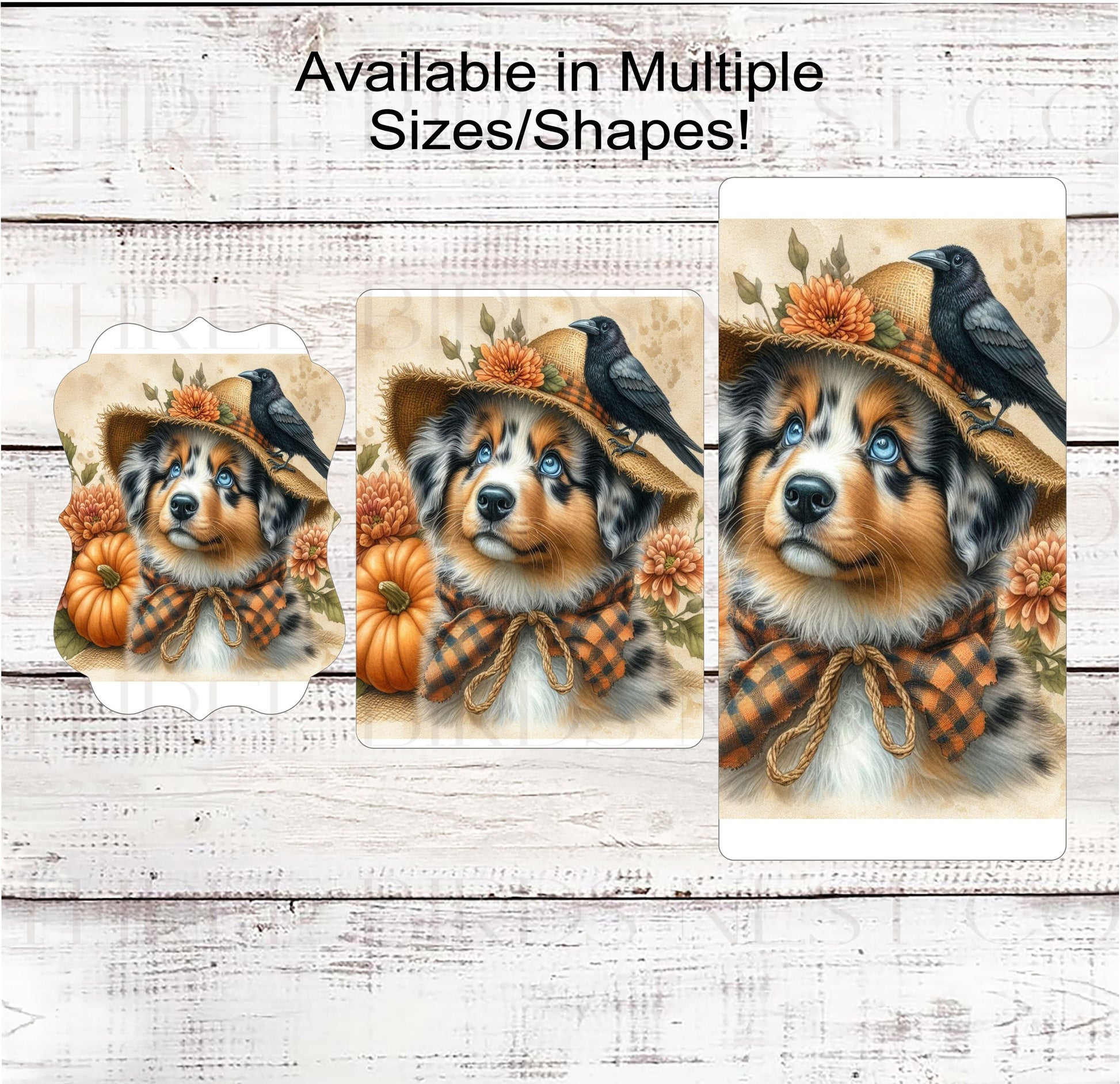 Fall Scarecrow Wreath Sign - Australian Shepherd Sign - Aussie Lover - Pet Dog Sign
