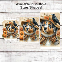 Fall Scarecrow Wreath Sign - Australian Shepherd Sign - Aussie Lover - Pet Dog Sign