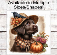 
              Fall Scarecrow Wreath Sign - Labrador Retriever Sign - Lab Lover - Pet Dog Sign
            