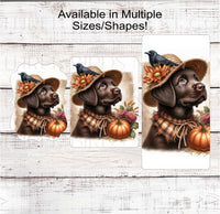 
              Fall Scarecrow Wreath Sign - Labrador Retriever Sign - Lab Lover - Pet Dog Sign
            