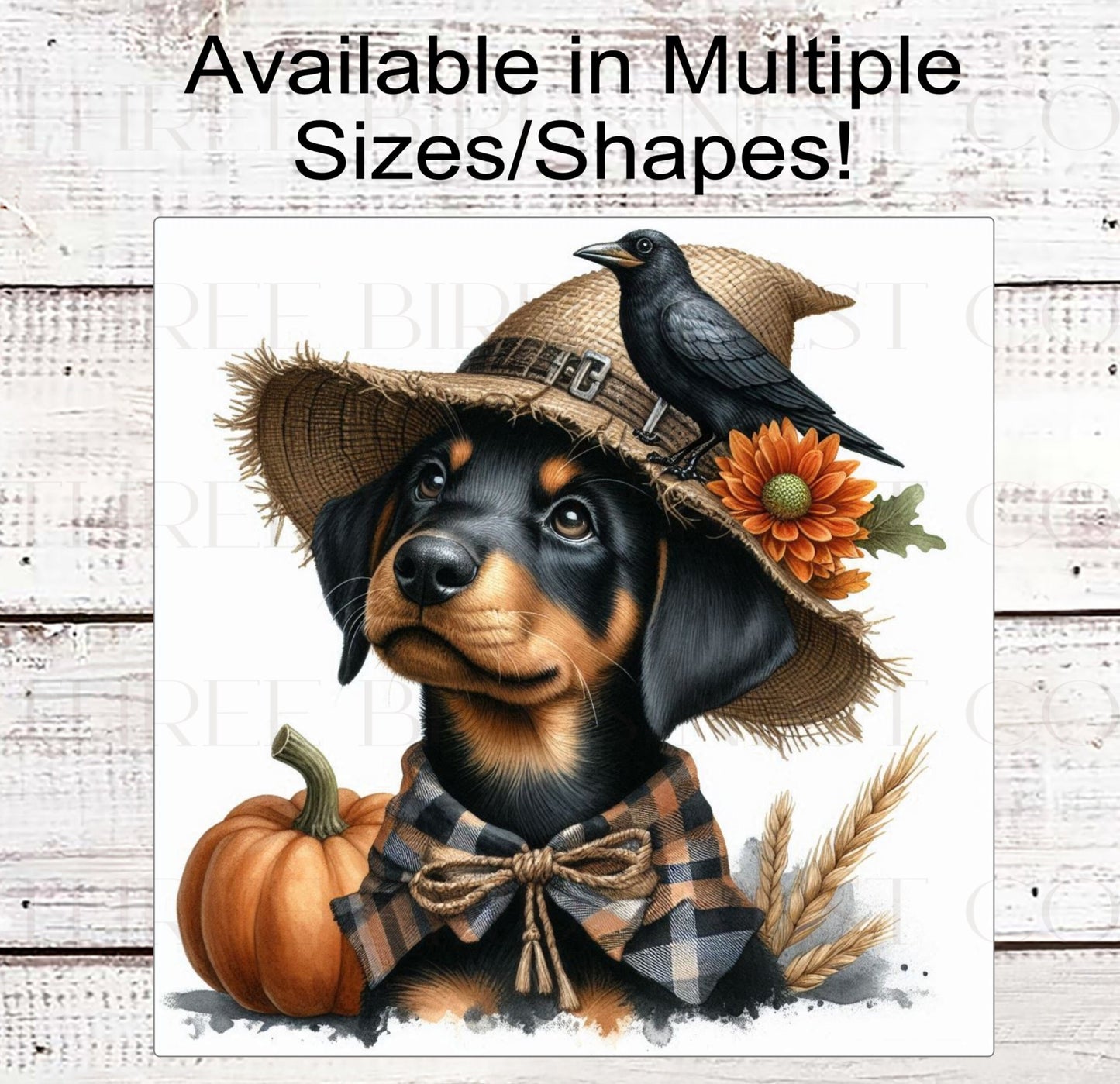 Fall Scarecrow Wreath Sign - Doberman Pinscher Dog Sign - Pet Dog Sign