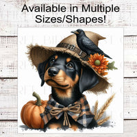 Fall Scarecrow Wreath Sign - Doberman Pinscher Dog Sign - Pet Dog Sign