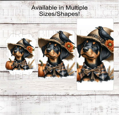 Fall Scarecrow Wreath Sign - Doberman Pinscher Dog Sign - Pet Dog Sign