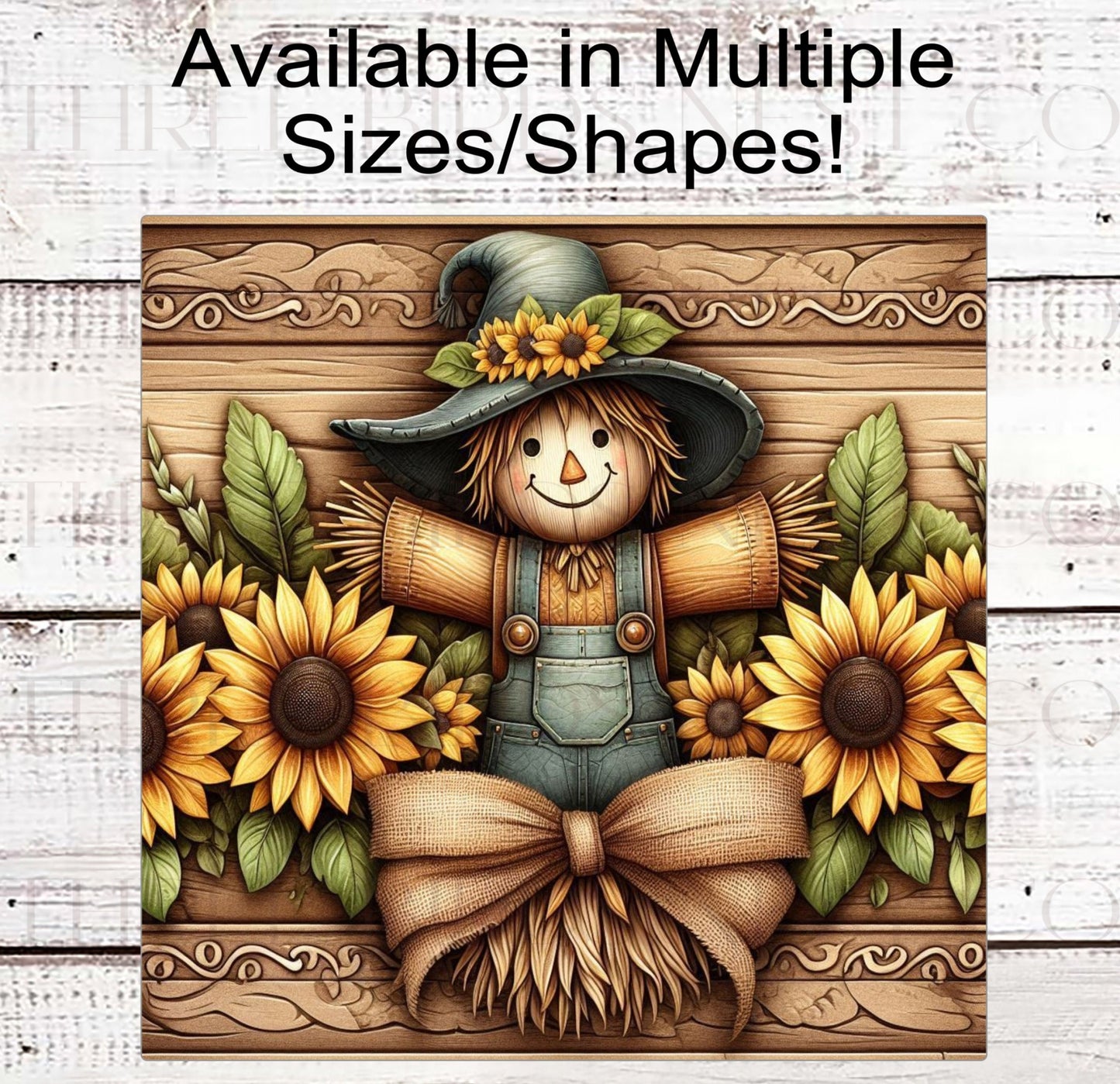 Fall Scarecrow Wreath Sign - 3-D - Fall Florals - Sunflowers