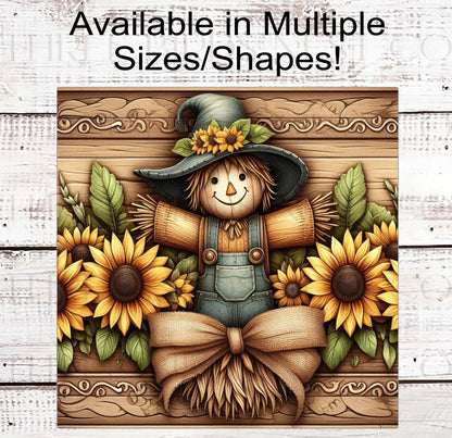 Fall Scarecrow Wreath Sign - 3-D - Fall Florals - Sunflowers