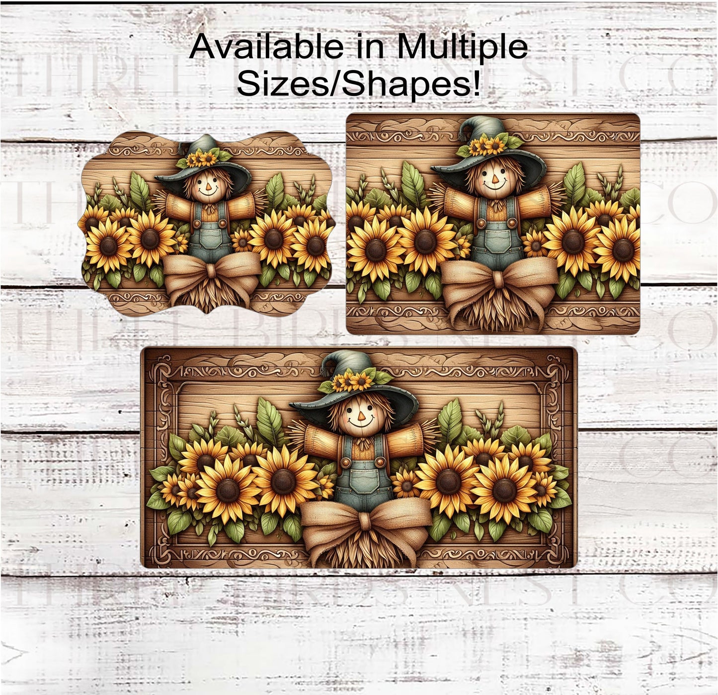 Fall Scarecrow Wreath Sign - 3-D - Fall Florals - Sunflowers