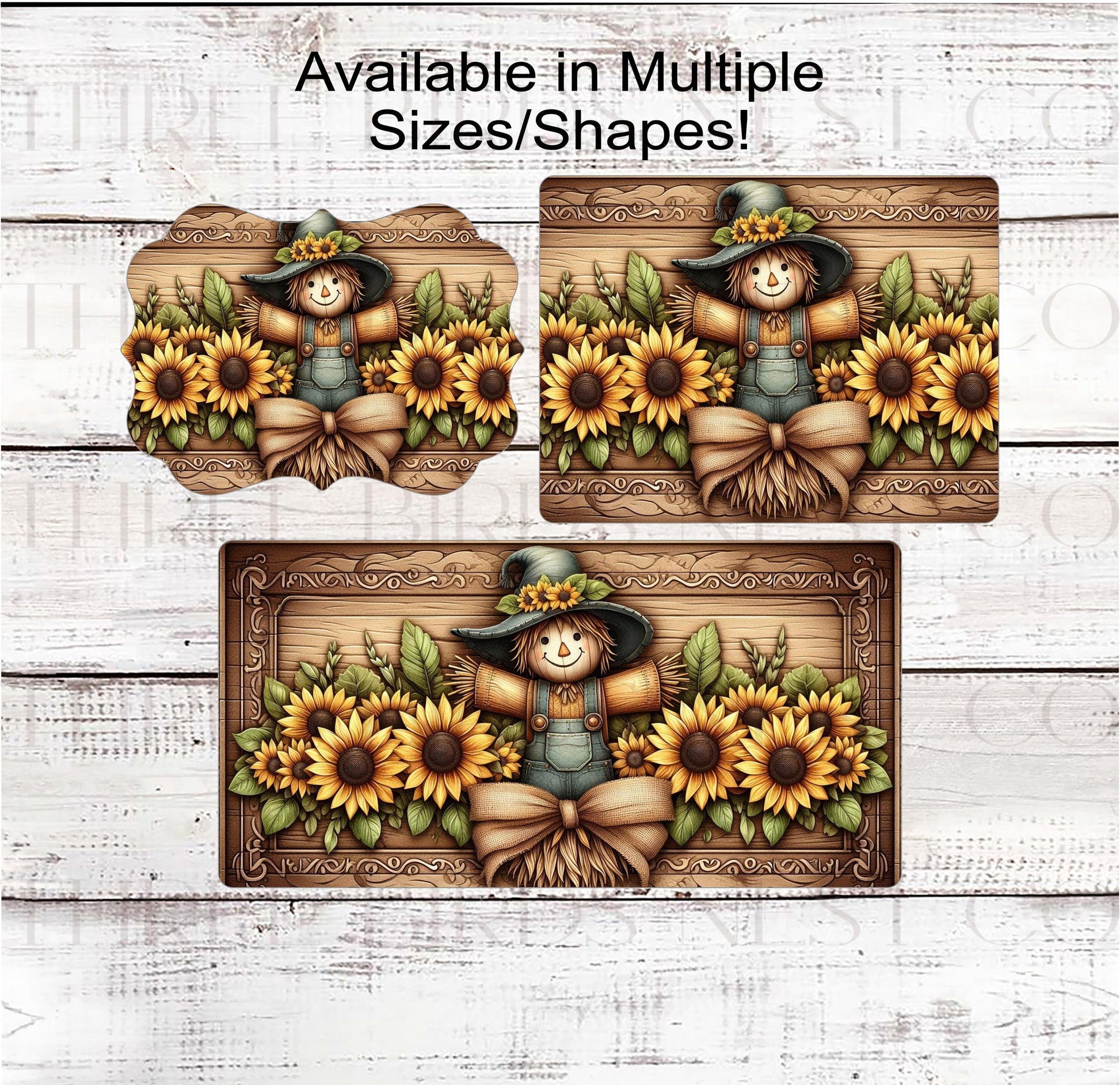 Fall Scarecrow Wreath Sign - 3-D - Fall Florals - Sunflowers