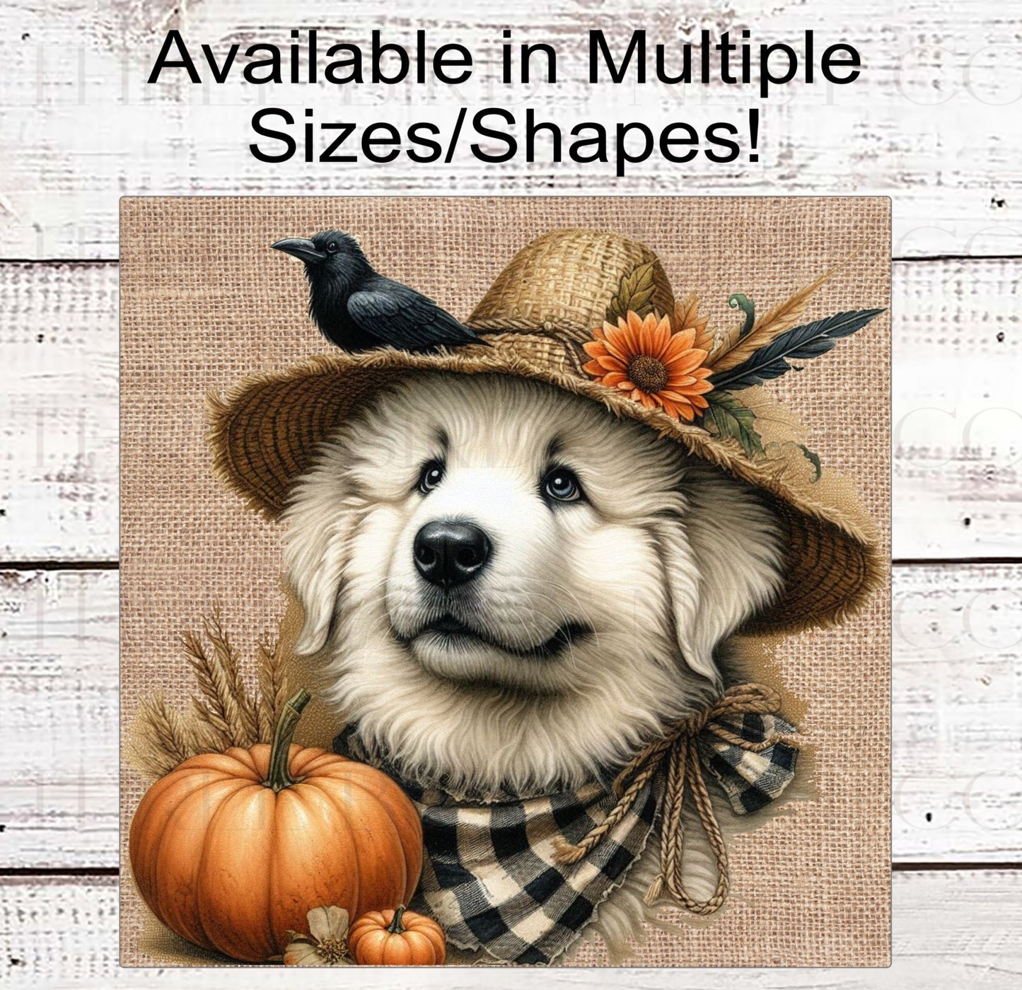 Fall Dog Wreath Sign - Great Pyrenees Dog - Pumpkins Sign - Welcome to Our Patch