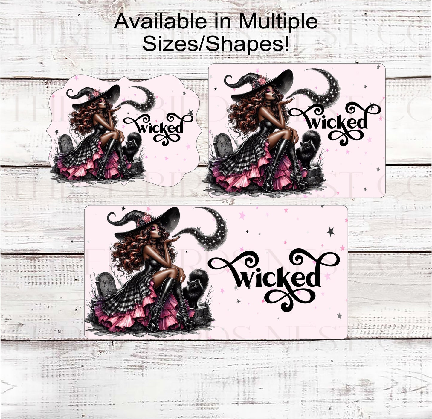 African American Halloween Witch Wreath Sign - Wicked - Black Cat - Spooky Sign
