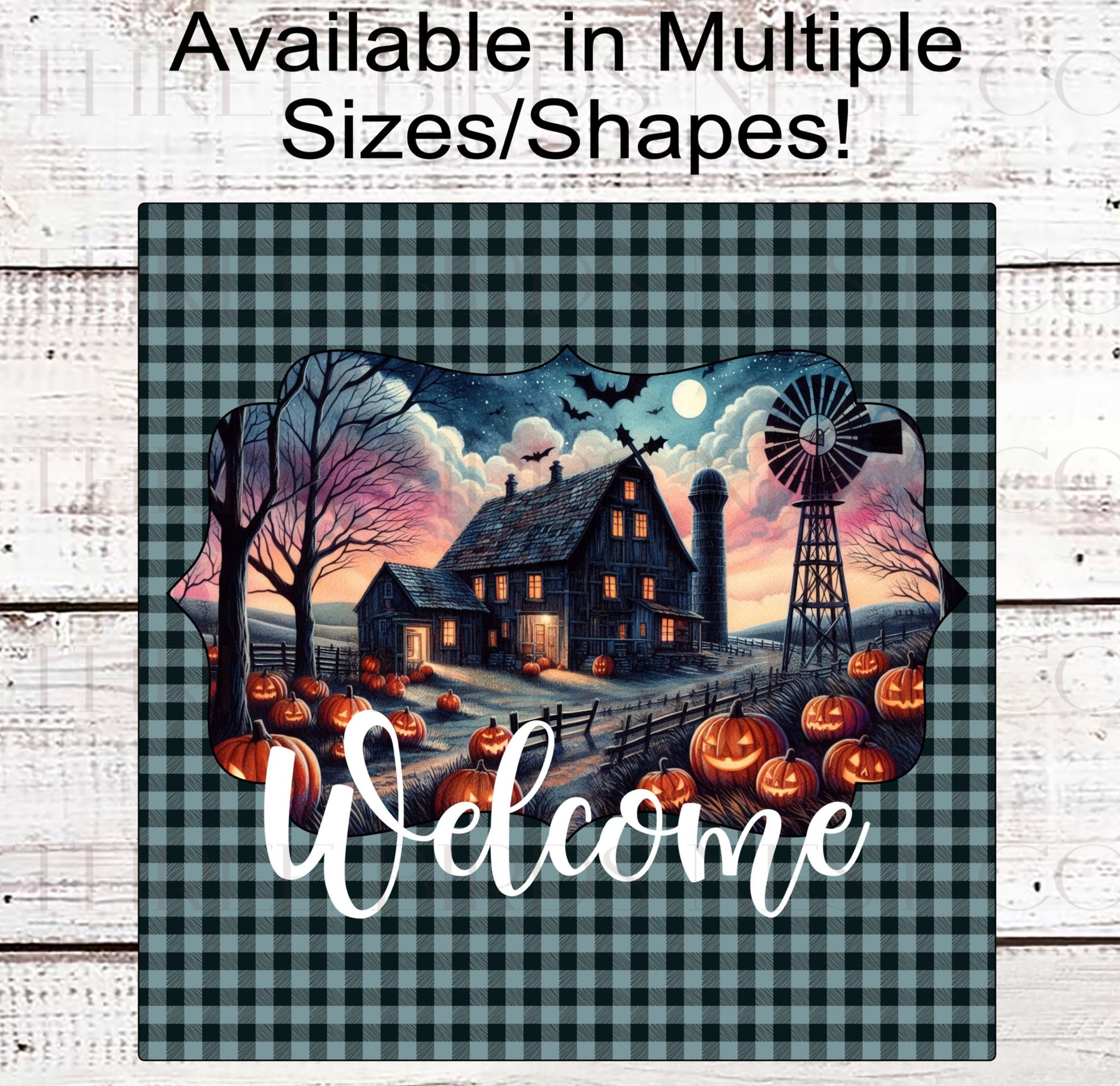 Haunted House Halloween Wreath Sign - Farm Sweet Farm - Rustic Halloween Farmhouse - Windmill Sign
