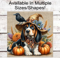 
              Fall Scarecrow Wreath Sign - Basset Hound Sign - Pet Dog Sign
            