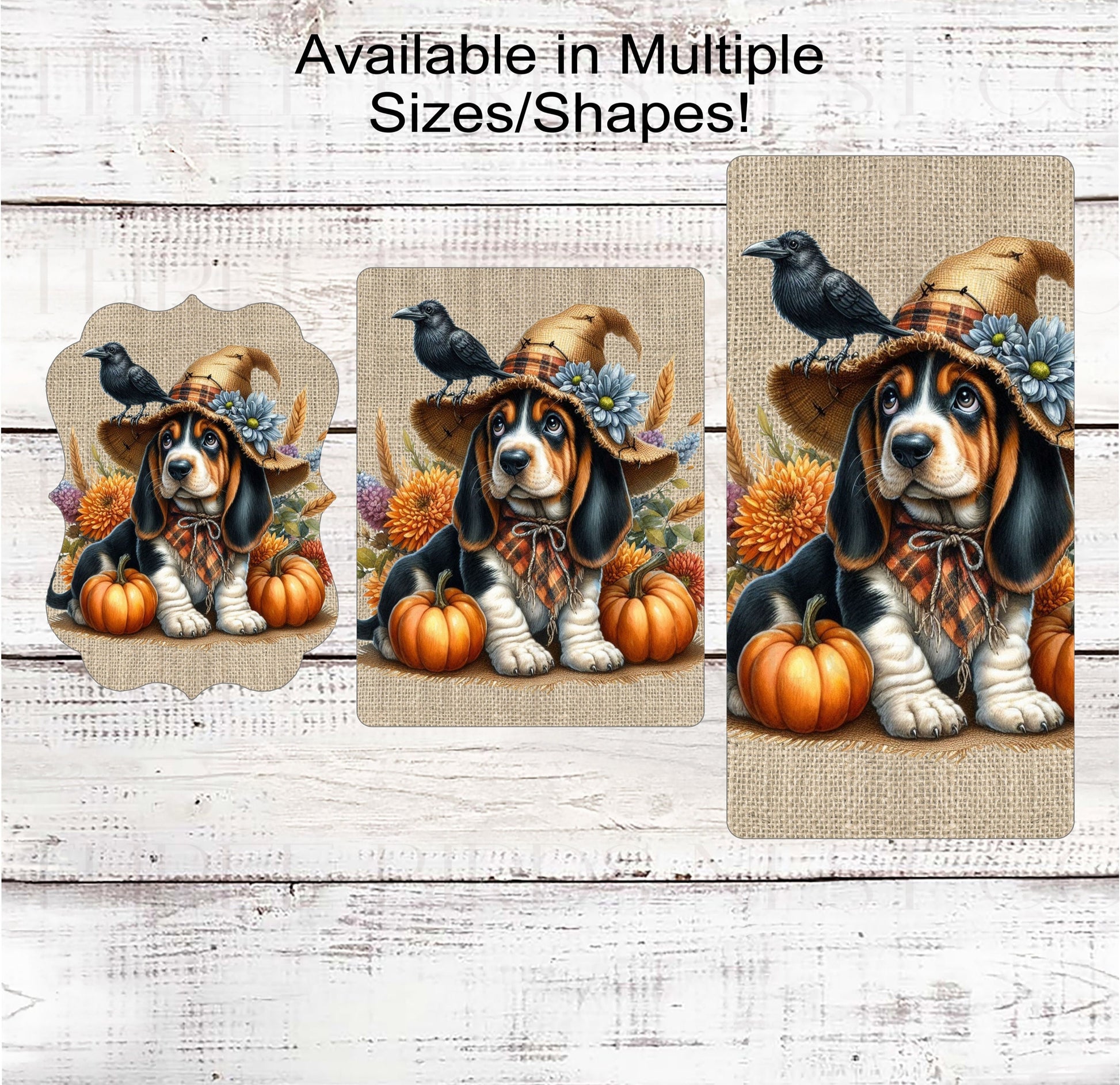 Fall Scarecrow Wreath Sign - Basset Hound Sign - Pet Dog Sign