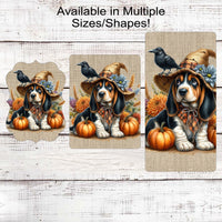 Fall Scarecrow Wreath Sign - Basset Hound Sign - Pet Dog Sign