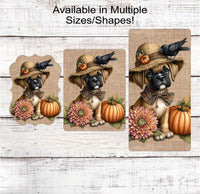 
              Fall Scarecrow Wreath Sign - Boxer Sign - Pet Dog Sign
            