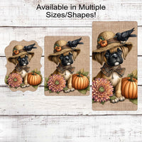 Fall Scarecrow Wreath Sign - Boxer Sign - Pet Dog Sign