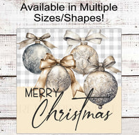 
              Merry Christmas Wreath Signs - Christmas Ornaments - Elegant Christmas Decor
            