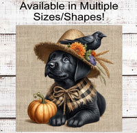 
              Fall Scarecrow Wreath Sign - Labrador Retriever Sign - Lab Lover - Pet Dog Sign
            