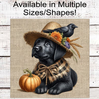 Fall Scarecrow Wreath Sign - Labrador Retriever Sign - Lab Lover - Pet Dog Sign