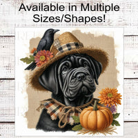 Fall Dog Wreath Sign - Black Cane Corso Mastiff Dog - Pumpkins Sign - Welcome to Our Patch