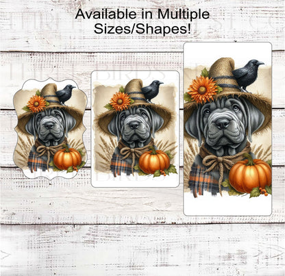 Fall Dog Wreath Sign - Grey Cane Corso Mastiff Dog - Pumpkins Sign - Welcome to Our Patch