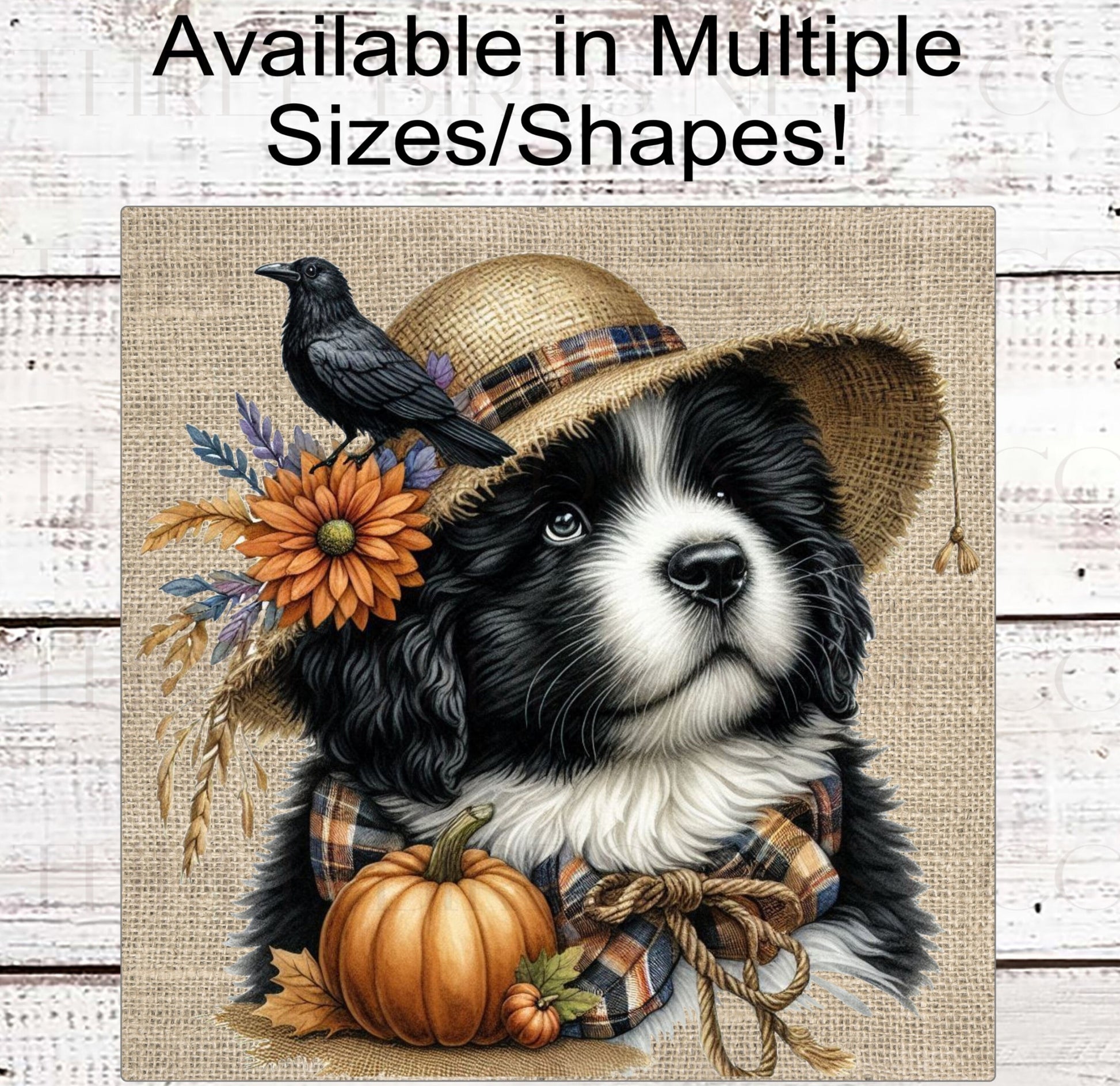Fall Scarecrow Wreath Sign - Landseer Newfoundland Dog Sign - Berner Lover - Pet Dog Sign
