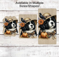 
              Fall Scarecrow Wreath Sign - Landseer Newfoundland Dog Sign - Berner Lover - Pet Dog Sign
            