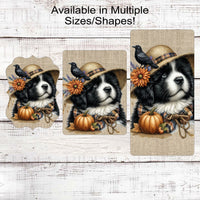 Fall Scarecrow Wreath Sign - Landseer Newfoundland Dog Sign - Berner Lover - Pet Dog Sign