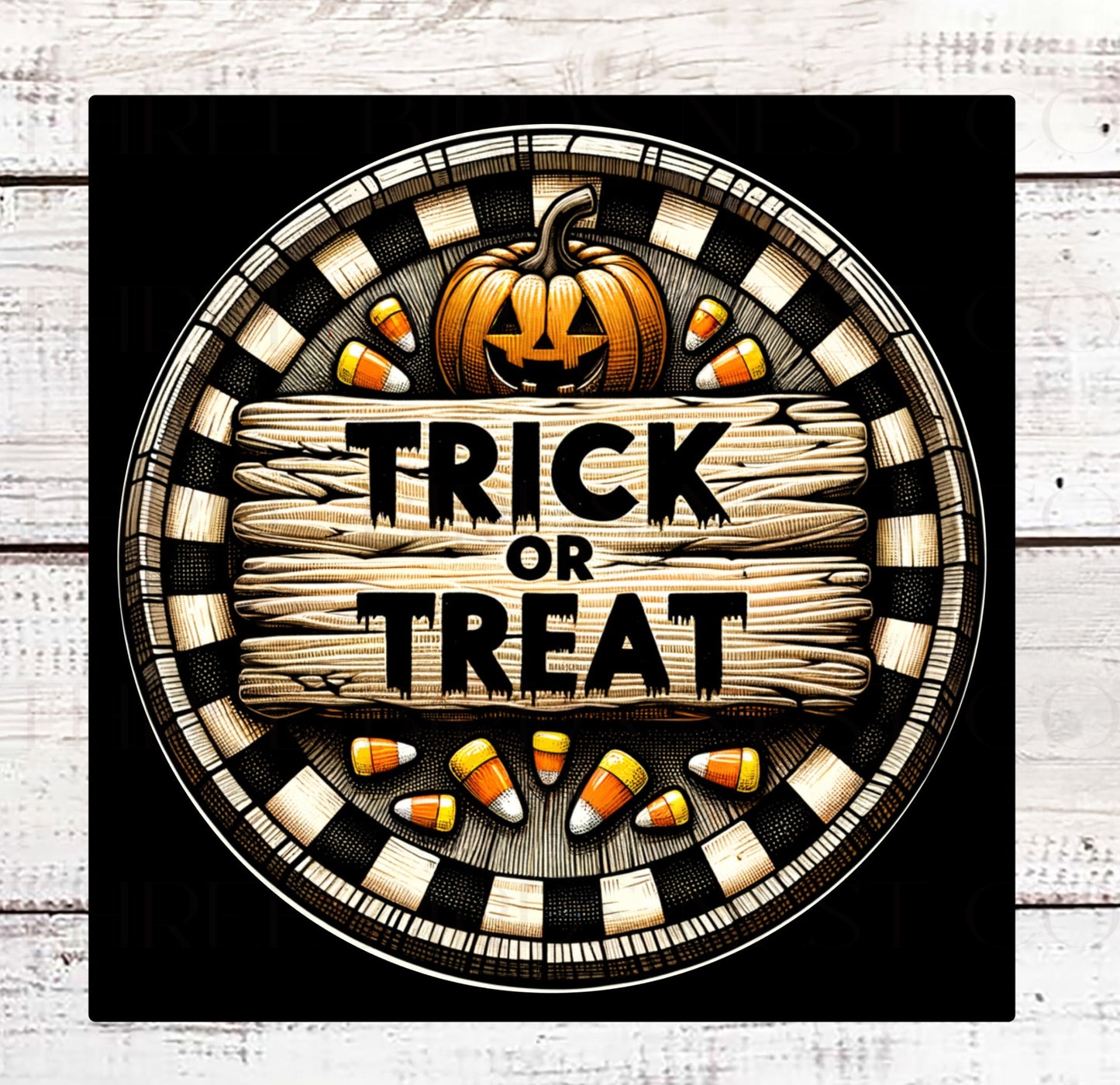 Trick or Treat Candy Corn Halloween Wreath Sign - Jack O Lantern - Cute Halloween Decor