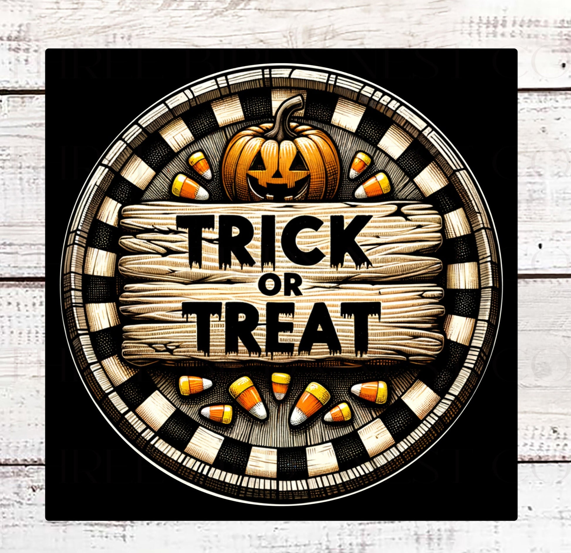 Trick or Treat Candy Corn Halloween Wreath Sign - Jack O Lantern - Cute Halloween Decor