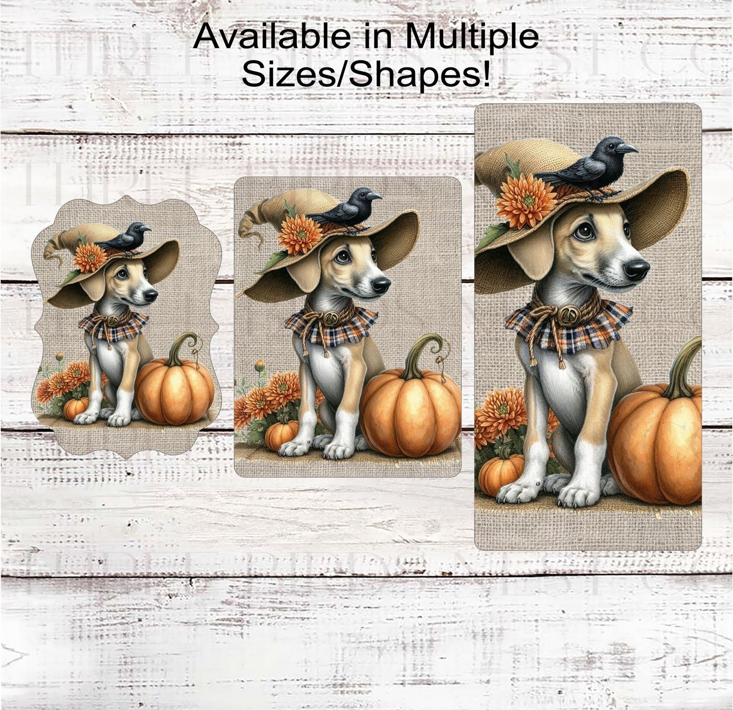 Fall Dog Wreath Sign - Greyhound Dog - Black Crow - Pumpkins Sign - Welcome to Our Patch