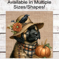 Fall Dog Wreath Sign - Leonberger Dog - Pet Lover - Pumpkins Sign - Welcome to Our Patch