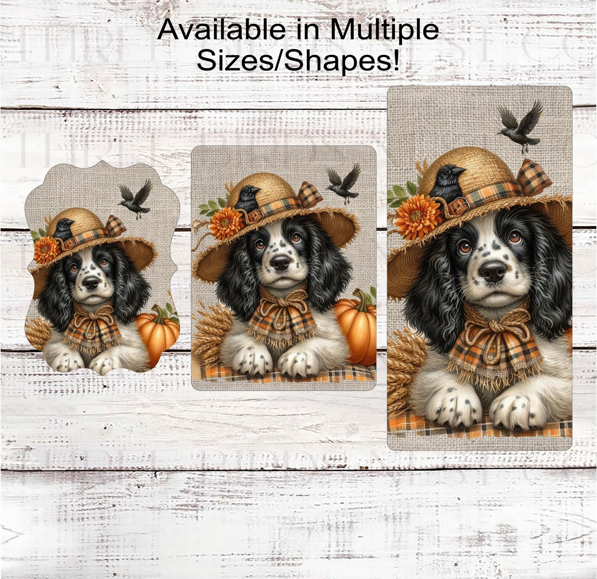 Fall Dog Wreath Sign - English Springer Spaniel Dog - Black Crow - Pumpkins Sign - Welcome to Our Patch