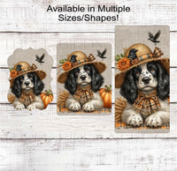 
              Fall Dog Wreath Sign - English Springer Spaniel Dog - Black Crow - Pumpkins Sign - Welcome to Our Patch
            