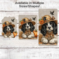 Fall Dog Wreath Sign - English Springer Spaniel Dog - Black Crow - Pumpkins Sign - Welcome to Our Patch