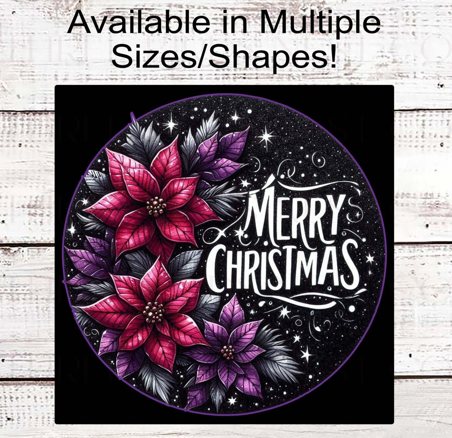 Christmas Wreath Signs - Christmas Signs - Purple Christmas Sign - Christmas Ornaments - Christmas Ornaments Signs - Purple Christmas Decor