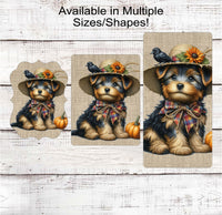 
              Fall Scarecrow Wreath Sign - Yorkshire Terrier Sign - Yorkie Lover - Pet Dog Sign
            