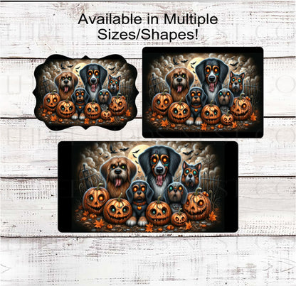 Halloween Dogs Wreath Sign - Zombie Sign - Day of the Dead - Spooky Sign - Macabre Halloween